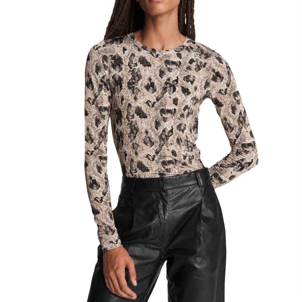 Rag & Bone Sabeen Printed Long Sleeve Jersey Top Size M